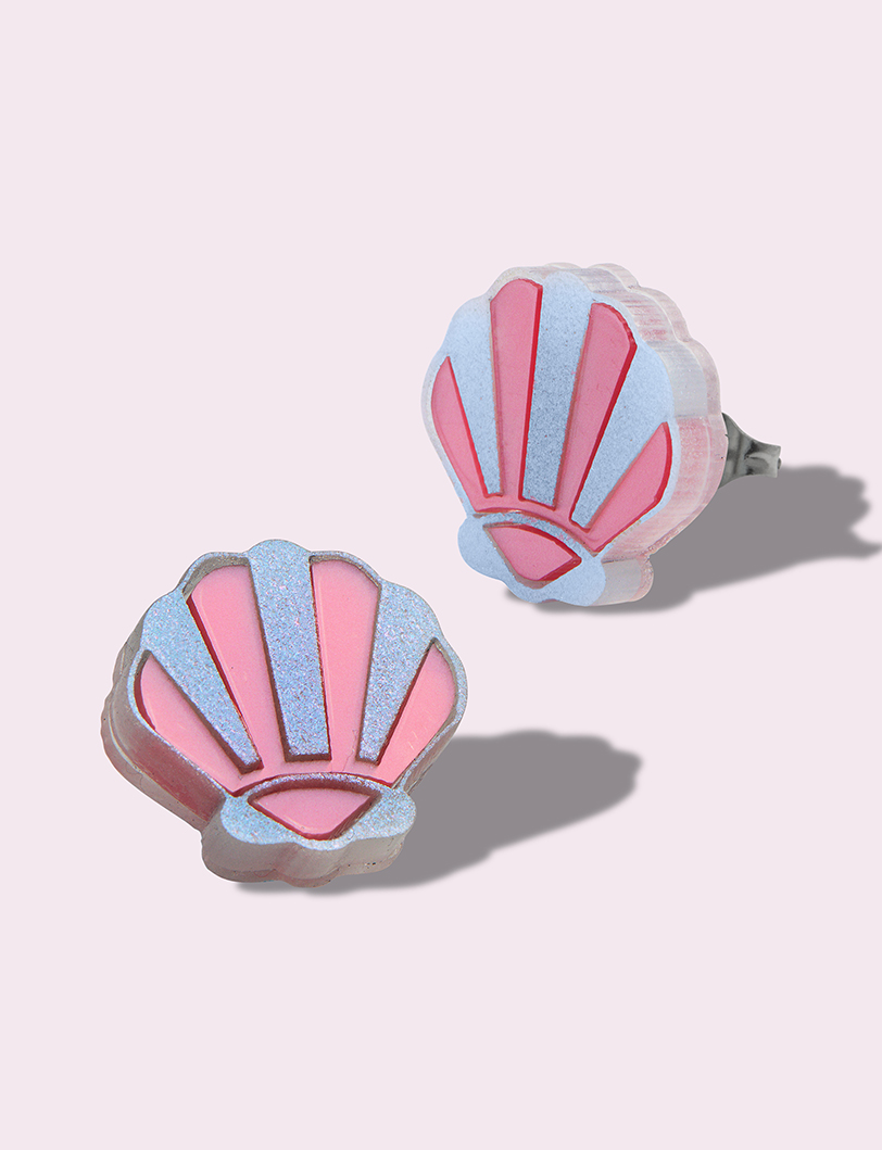 Pink Seashell Stud Earrings
